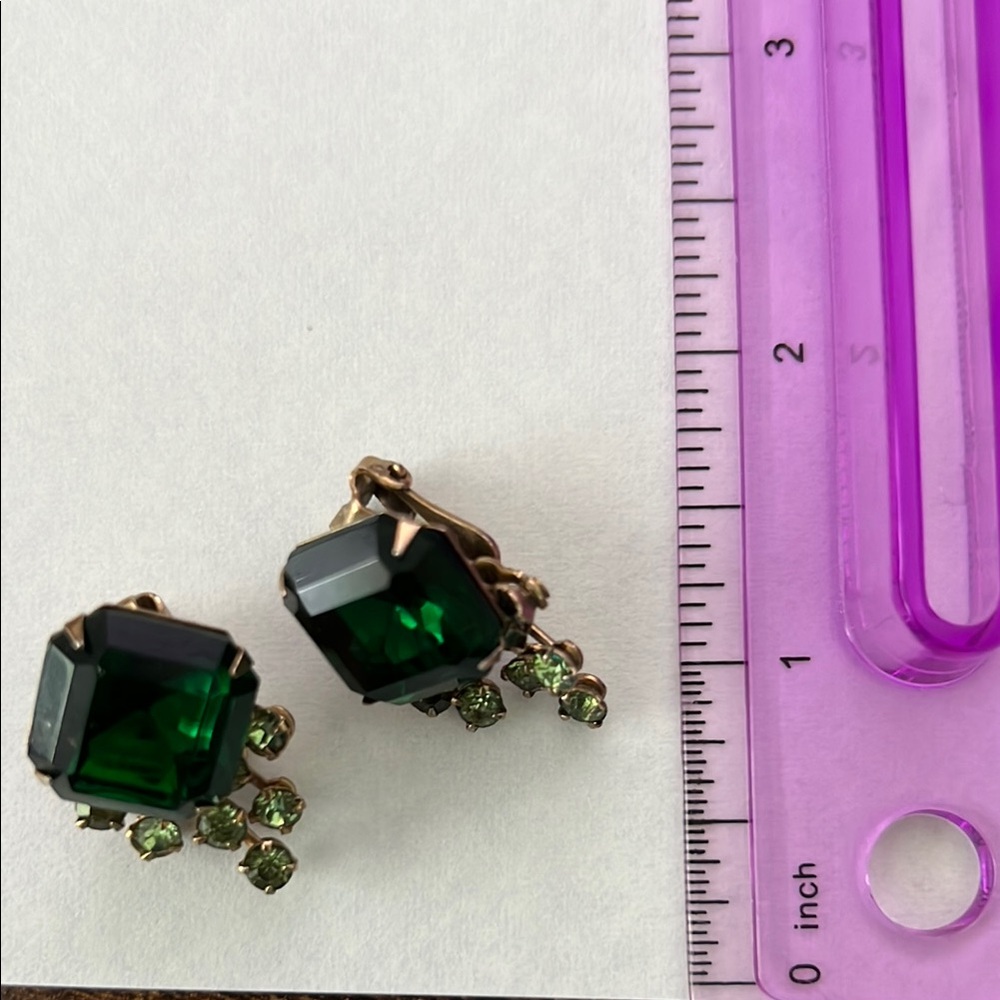 Elegant Green Gemstone Clip on Earrings